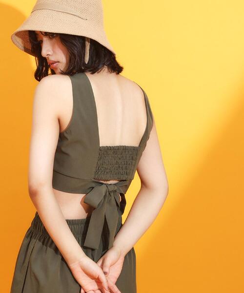 THE SHOP TK (ザ ショップ ティーケー )の「【mizugiwa/ラッシュガード】パット入りリボンビスチェ/セットアップ可/接触冷感/UVケア/洗える(タンクトップ・レディース・ブラック/カーキ・12/13)」の9枚目の写真