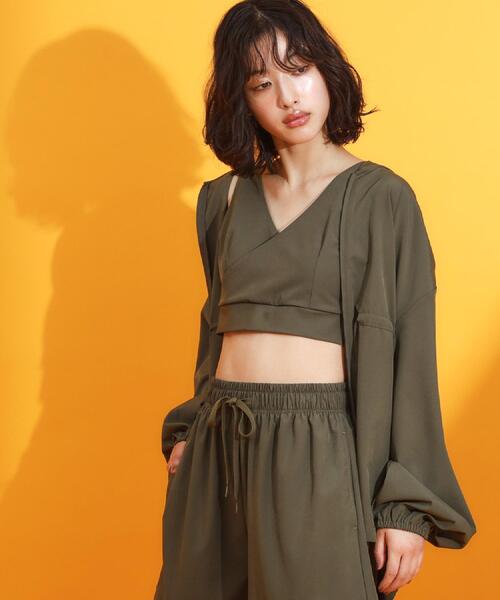 THE SHOP TK (ザ ショップ ティーケー )の「【mizugiwa/ラッシュガード】パット入りリボンビスチェ/セットアップ可/接触冷感/UVケア/洗える(タンクトップ・レディース・ブラック/カーキ・12/13)」の11枚目の写真