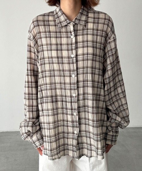 CANAL JEAN(キャナルジーン)の「El mar ヨウリュウチェックシャツ(シャツ/ブラウス・レディース・ベージュ・ONE SIZE)」の6枚目の写真