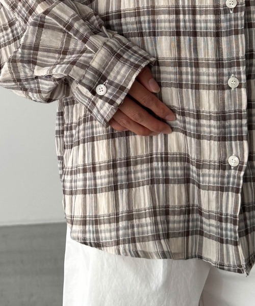 CANAL JEAN(キャナルジーン)の「El mar ヨウリュウチェックシャツ(シャツ/ブラウス・レディース・ベージュ・ONE SIZE)」の2枚目の写真