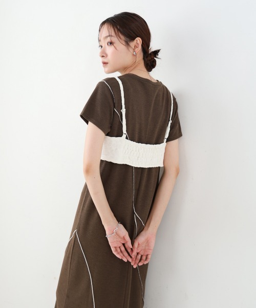 Bab（バブ）の「【S・Mサイズ展開】ビスチェセットメローワンピース（ワンピース・レディース・ブラウン/ベージュ/チャコールグレー・S/M）」の17枚目の写真