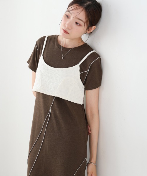 Bab（バブ）の「【S・Mサイズ展開】ビスチェセットメローワンピース（ワンピース・レディース・ブラウン/ベージュ/チャコールグレー・S/M）」の15枚目の写真