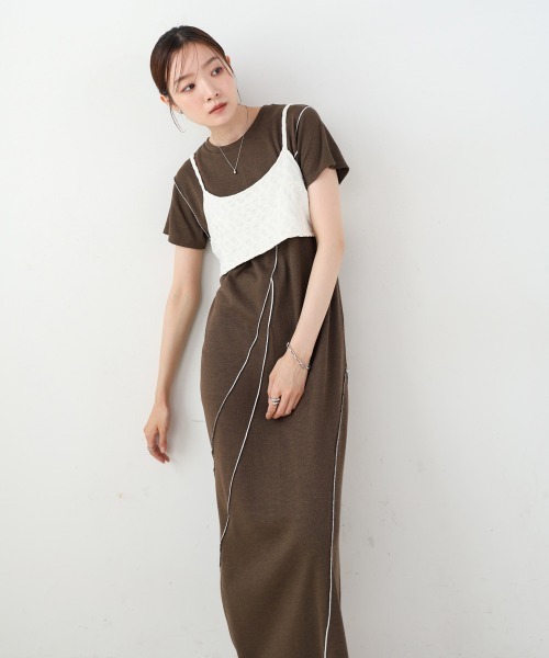 Bab（バブ）の「【S・Mサイズ展開】ビスチェセットメローワンピース（ワンピース・レディース・ブラウン/ベージュ/チャコールグレー・S/M）」の13枚目の写真