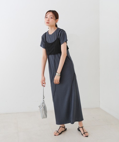 Bab（バブ）の「【S・Mサイズ展開】ビスチェセットメローワンピース（ワンピース・レディース・ブラウン/ベージュ/チャコールグレー・S/M）」の10枚目の写真