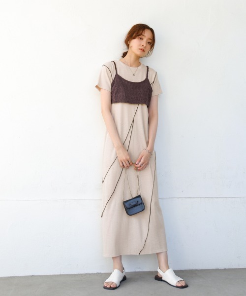 Bab（バブ）の「【S・Mサイズ展開】ビスチェセットメローワンピース（ワンピース・レディース・ブラウン/ベージュ/チャコールグレー・S/M）」の9枚目の写真