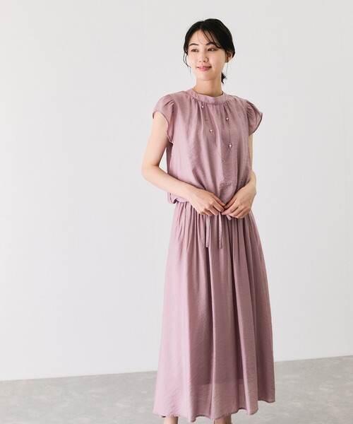Jayro（ジャイロ）の「レーヨンナイロンオーガン袖フリルワンピース（ワンピース・レディース・ピンク/ブルー/オフホワイト/ブラック・M）」の12枚目の写真