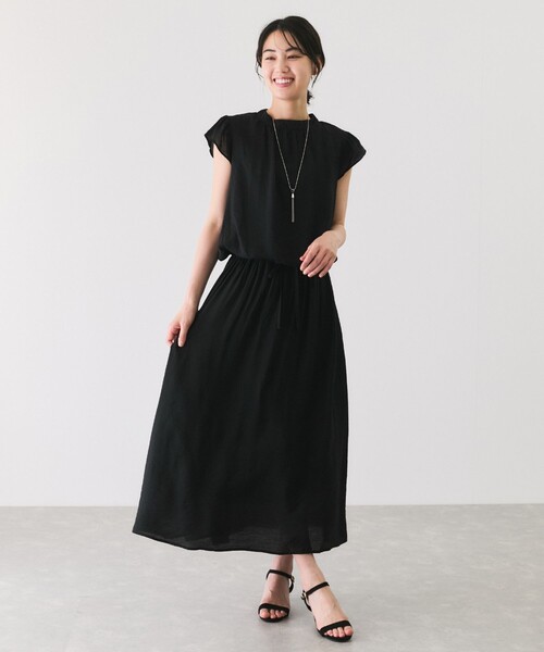 Jayro（ジャイロ）の「レーヨンナイロンオーガン袖フリルワンピース（ワンピース・レディース・ピンク/ブルー/オフホワイト/ブラック・M）」の5枚目の写真