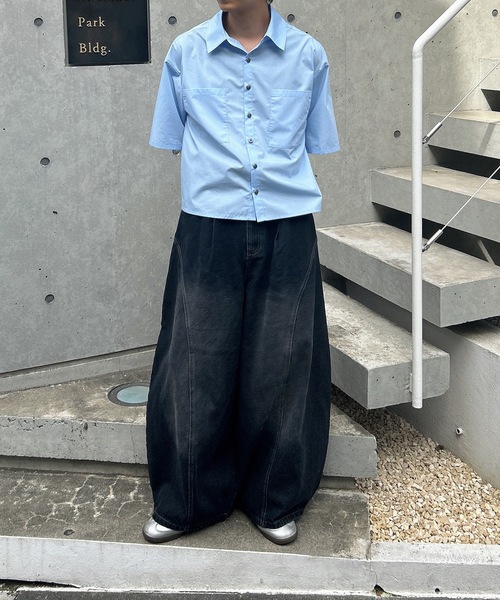 MandO（Auntie Rosa）（エムオー）の「アソートウォッシュドワイド切り替えバルーンワイドパンツ（デニムパンツ・メンズ・ブラック系1/ブラック系・SMALL/MEDIUM/LARGE）」の16枚目の写真