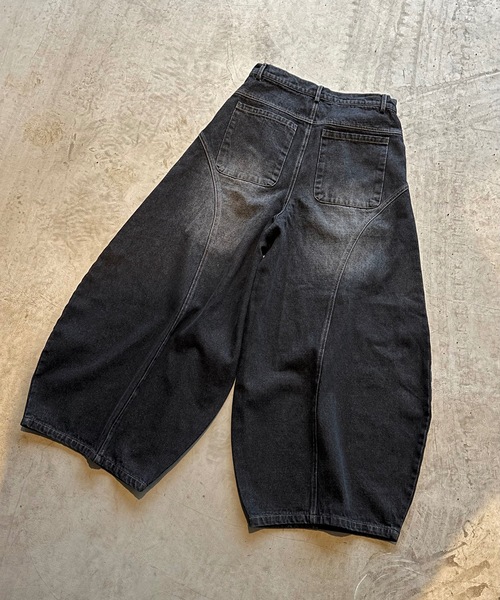 MandO（Auntie Rosa）（エムオー）の「アソートウォッシュドワイド切り替えバルーンワイドパンツ（デニムパンツ・メンズ・ブラック系1/ブラック系・SMALL/MEDIUM/LARGE）」の10枚目の写真