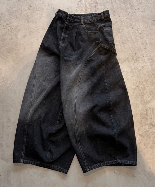 MandO（Auntie Rosa）（エムオー）の「アソートウォッシュドワイド切り替えバルーンワイドパンツ（デニムパンツ・メンズ・ブラック系1/ブラック系・SMALL/MEDIUM/LARGE）」の12枚目の写真