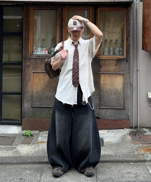 アソートウォッシュドワイド切り替えバルーンワイドパンツ