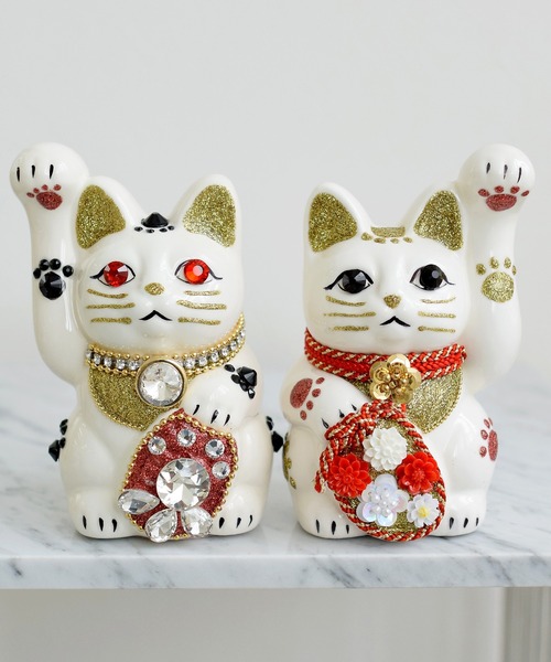 招き猫 ニコアンティーク×ご縁猫 ねこ球助 手ぬぐい 2点セット