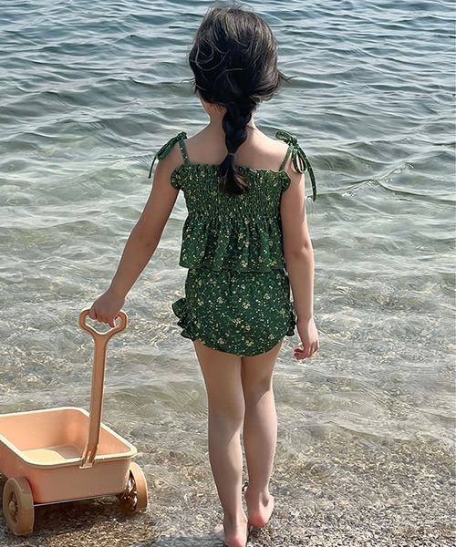 aimoha(アイモハ)の「【aimoha-KIDS-】キッズ 花柄シャーリングビキニ 2点セット (SS)(水着・キッズ・ライトベージュ/ダークグリーン・90/100/110/120/130/140)」の11枚目の写真