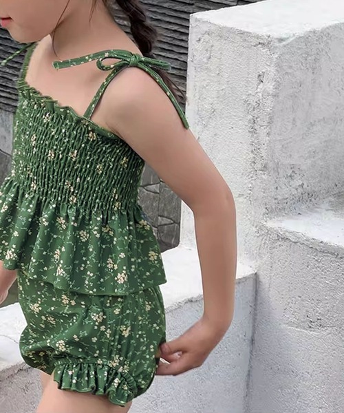 aimoha(アイモハ)の「【aimoha-KIDS-】キッズ 花柄シャーリングビキニ 2点セット (SS)(水着・キッズ・ライトベージュ/ダークグリーン・90/100/110/120/130/140)」の14枚目の写真