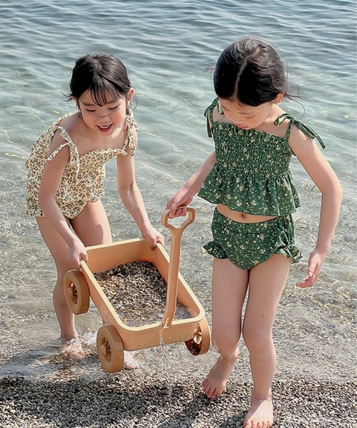 aimoha(アイモハ)の「【aimoha-KIDS-】キッズ 花柄シャーリングビキニ 2点セット (SS)(水着・キッズ・ライトベージュ/ダークグリーン・90/100/110/120/130/140)」の18枚目の写真