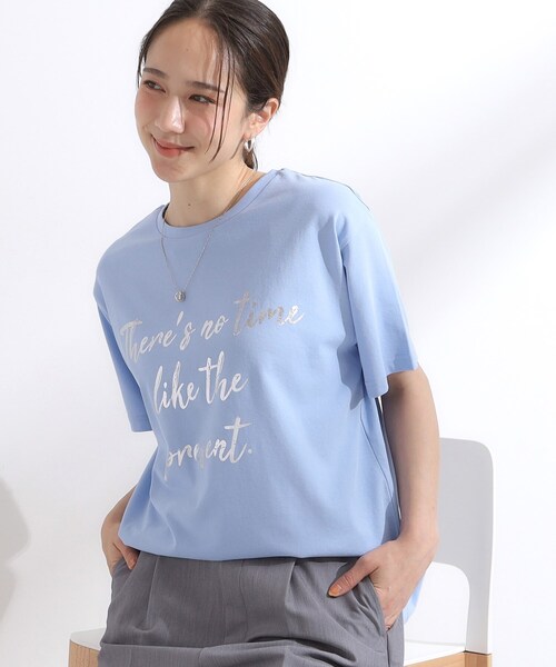 SHOO・LA・RUE(シューラルー)の「【S-LL/ひんやり/UV】選べる6柄でそれぞれ欲しくなる プリントTシャツ(Tシャツ/カットソー・レディース・ホワイト/チャコールグレー/ライトブルー/ベージュ/ネイビー/キャメル/イエロー系その他/ホワイト系1/ホワイト系2/ブラウン系/グリーン系/レッド系・01/02/03/04)」の8枚目の写真