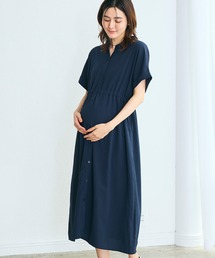 23区♡カラミストライプワンピース　リネン混　ロング　インナー付き　ネイビー セール】 【洗える】カラミストライプ ワンピース （ロング