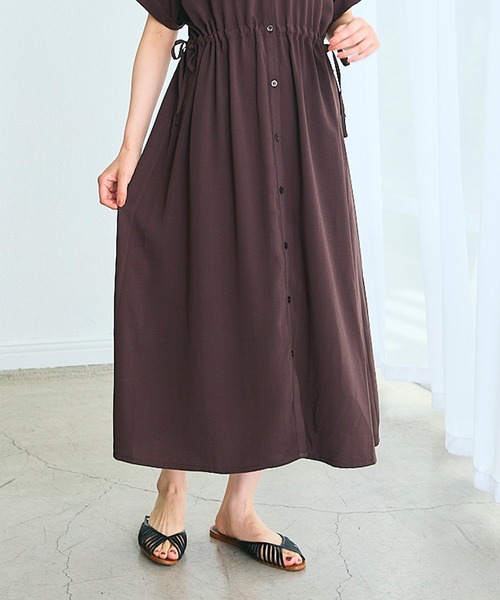 Rosemadame(ローズマダム)の「麻調合繊スキッパ― ドロストシャツワンピース(マタニティ/授乳服)授乳口付き 授乳楽々 妊婦服 産前・産後対応(ワンピース・レディース・ネイビー/ブラウン・M/L/LL)」の13枚目の写真