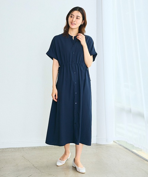Rosemadame(ローズマダム)の「麻調合繊スキッパ― ドロストシャツワンピース(マタニティ/授乳服)授乳口付き 授乳楽々 妊婦服 産前・産後対応(ワンピース・レディース・ネイビー/ブラウン・M/L/LL)」の16枚目の写真