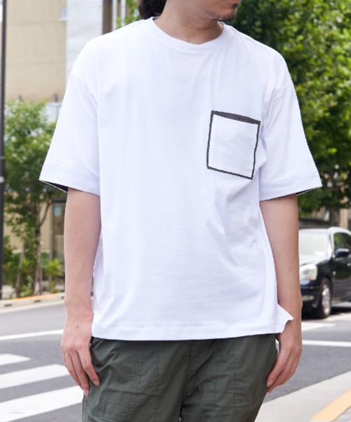 ikka(イッカ)の「【親子コーデ】ストライプMIXポケットTシャツ(Tシャツ/カットソー・メンズ・ホワイト/ライム/ネイビー/ベージュ・S/M/L/XL)」の1枚目の写真