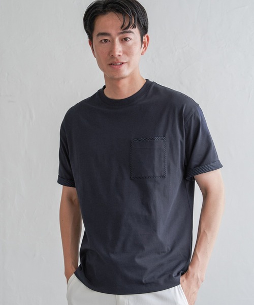 ikka(イッカ)の「【親子コーデ】ストライプMIXポケットTシャツ(Tシャツ/カットソー・メンズ・ホワイト/ライム/ネイビー/ベージュ・S/M/L/XL)」の14枚目の写真