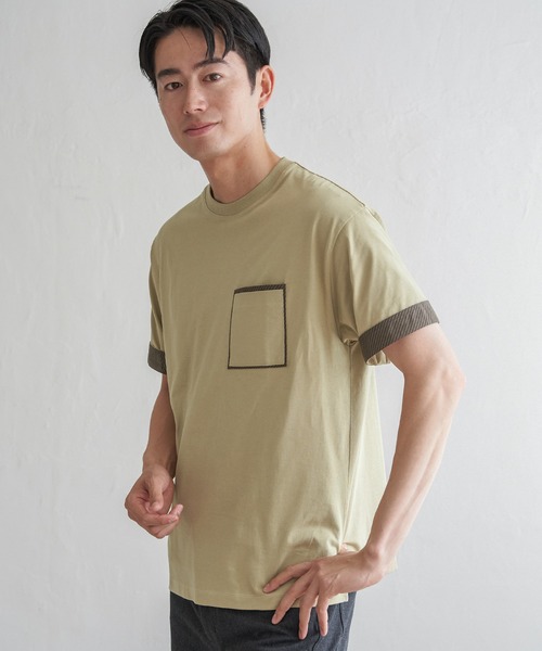 ikka(イッカ)の「【親子コーデ】ストライプMIXポケットTシャツ(Tシャツ/カットソー・メンズ・ホワイト/ライム/ネイビー/ベージュ・S/M/L/XL)」の19枚目の写真