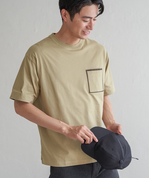 ikka(イッカ)の「【親子コーデ】ストライプMIXポケットTシャツ(Tシャツ/カットソー・メンズ・ホワイト/ライム/ネイビー/ベージュ・S/M/L/XL)」の17枚目の写真