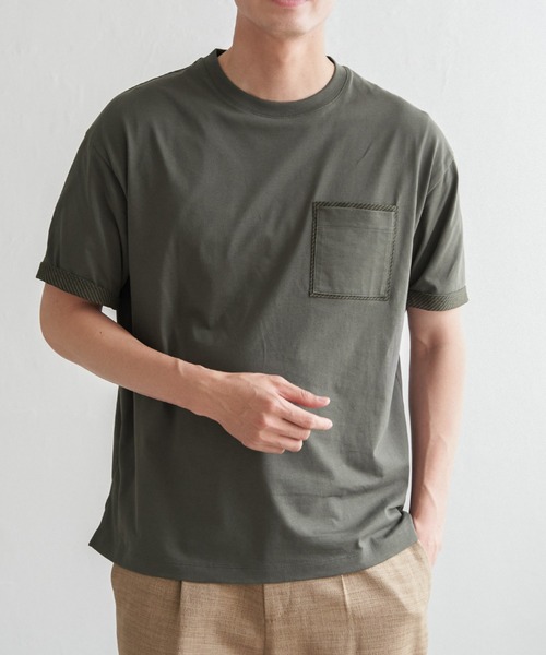 ikka(イッカ)の「【親子コーデ】ストライプMIXポケットTシャツ(Tシャツ/カットソー・メンズ・ホワイト/ライム/ネイビー/ベージュ・S/M/L/XL)」の22枚目の写真