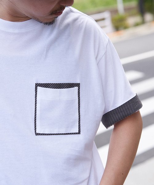 ikka(イッカ)の「【親子コーデ】ストライプMIXポケットTシャツ(Tシャツ/カットソー・メンズ・ホワイト/ライム/ネイビー/ベージュ・S/M/L/XL)」の7枚目の写真