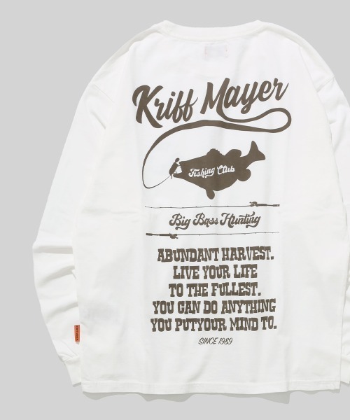 KRIFF MAYER（クリフメイヤー）の「【コットン100％ボディ】外遊びイラストロンT(釣り)（Tシャツ/カットソー・メンズ・ライトグリーン/オレンジ/オフホワイト/グレー/ブルー/ブラック・MEDIUM/LARGE/X-LARGE）」の2枚目の写真