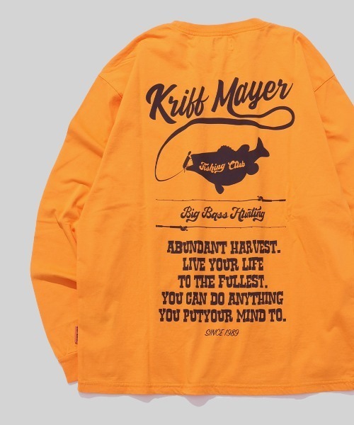 KRIFF MAYER（クリフメイヤー）の「【コットン100％ボディ】外遊びイラストロンT(釣り)（Tシャツ/カットソー・メンズ・ライトグリーン/オレンジ/オフホワイト/グレー/ブルー/ブラック・MEDIUM/LARGE/X-LARGE）」の6枚目の写真