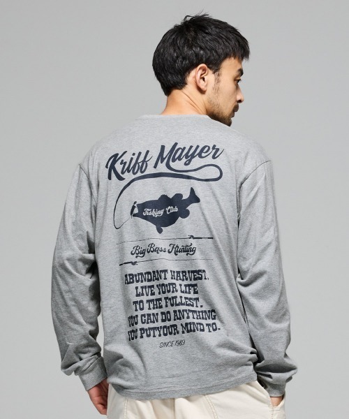 KRIFF MAYER（クリフメイヤー）の「【コットン100％ボディ】外遊びイラストロンT(釣り)（Tシャツ/カットソー・メンズ・ライトグリーン/オレンジ/オフホワイト/グレー/ブルー/ブラック・MEDIUM/LARGE/X-LARGE）」の7枚目の写真