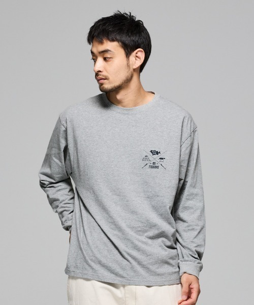 KRIFF MAYER（クリフメイヤー）の「【コットン100％ボディ】外遊びイラストロンT(釣り)（Tシャツ/カットソー・メンズ・ライトグリーン/オレンジ/オフホワイト/グレー/ブルー/ブラック・MEDIUM/LARGE/X-LARGE）」の8枚目の写真