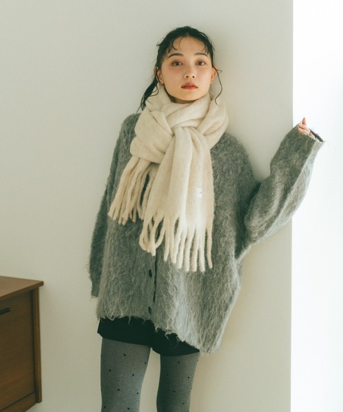VANNIE U（ヴァニーユー）の「ウール混ミックスボリュームマフラー（マフラー・レディース・グレー/アイボリー/ライトグリーン/ピンク/ベージュ・FREE）」の17枚目の写真