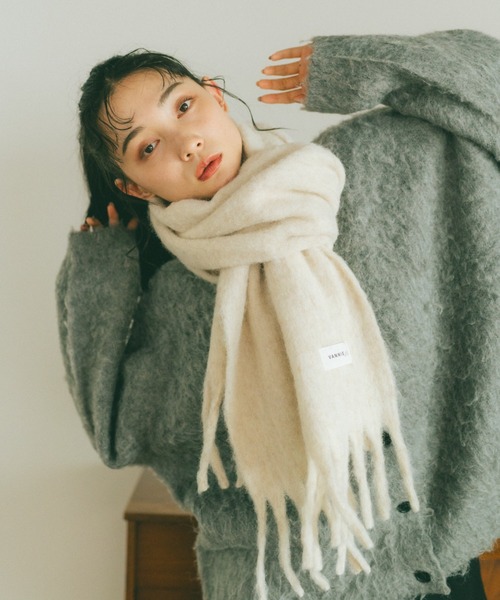 VANNIE U（ヴァニーユー）の「ウール混ミックスボリュームマフラー（マフラー・レディース・グレー/アイボリー/ライトグリーン/ピンク/ベージュ・FREE）」の20枚目の写真