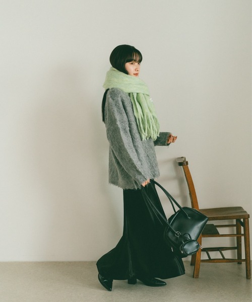 VANNIE U（ヴァニーユー）の「ウール混ミックスボリュームマフラー（マフラー・レディース・グレー/アイボリー/ライトグリーン/ピンク/ベージュ・FREE）」の12枚目の写真