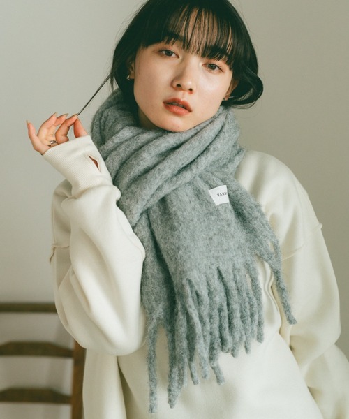 VANNIE U（ヴァニーユー）の「ウール混ミックスボリュームマフラー（マフラー・レディース・グレー/アイボリー/ライトグリーン/ピンク/ベージュ・FREE）」の13枚目の写真