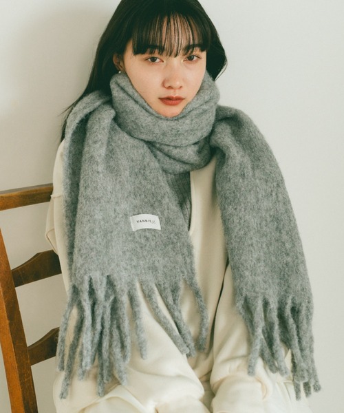VANNIE U（ヴァニーユー）の「ウール混ミックスボリュームマフラー（マフラー・レディース・グレー/アイボリー/ライトグリーン/ピンク/ベージュ・FREE）」の22枚目の写真