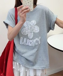 フラワー ロゴ レース モチーフ 半袖 Tシャツ