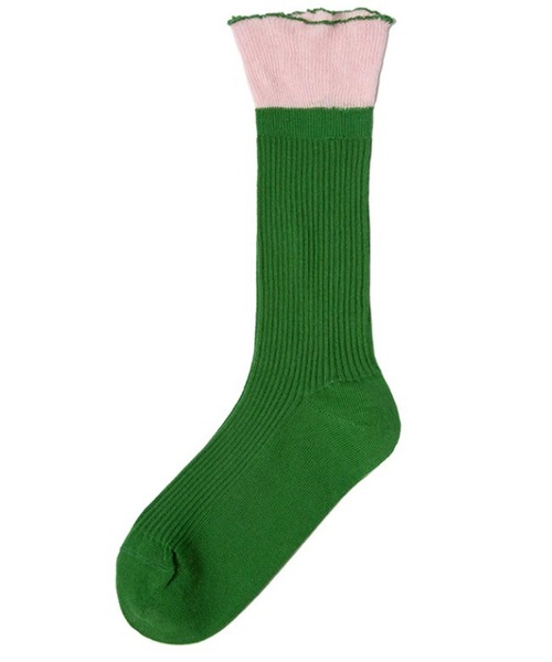 SANSeLF（サンセルフ）の「【SANSeLF】 バイカラーリブソックス メロウフリル シンプルロング丈 ストリートカジュアル saa25a011（ソックス/靴下・レディース・グリーン/ブラウン/グレー/パープル/オートミール・FREE）」の18枚目の写真