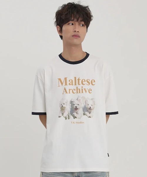 tシャツ A'GEM/9 × .kom 「WaiKei/ワイケイ」マルチーズアーカイブリンガーハーフスリーブTシャツ レディース メンズ A'GEM/9 × .kom 『WaiKei/ワイケイ』マルチーズアーカイブ