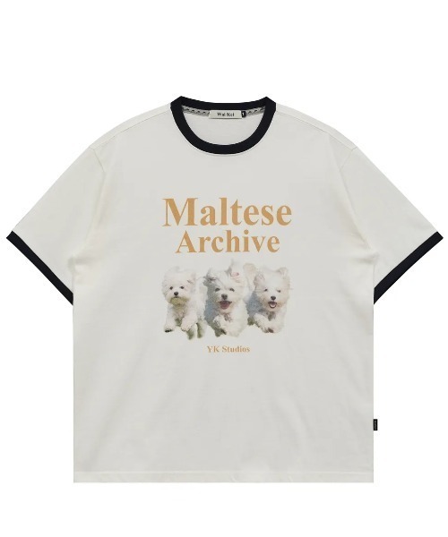 tシャツ A'GEM/9 × .kom 「WaiKei/ワイケイ」マルチーズアーカイブリンガーハーフスリーブTシャツ レディース メンズ A'GEM/9 × .kom 『WaiKei/ワイケイ』マルチーズアーカイブ