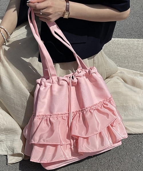 Doux Belle（ドゥーベル）の「フリルデザインショルダーバッグ（ショルダーバッグ・レディース・オフホワイト/ブラック/ピンク/グリーン・FREE）」の4枚目の写真