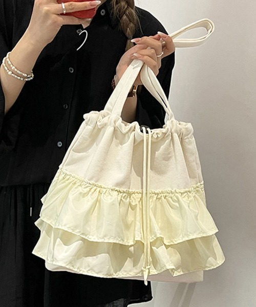 Doux Belle（ドゥーベル）の「フリルデザインショルダーバッグ（ショルダーバッグ・レディース・オフホワイト/ブラック/ピンク/グリーン・FREE）」の10枚目の写真