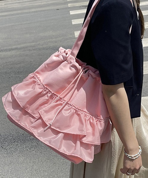 Doux Belle（ドゥーベル）の「フリルデザインショルダーバッグ（ショルダーバッグ・レディース・オフホワイト/ブラック/ピンク/グリーン・FREE）」の14枚目の写真