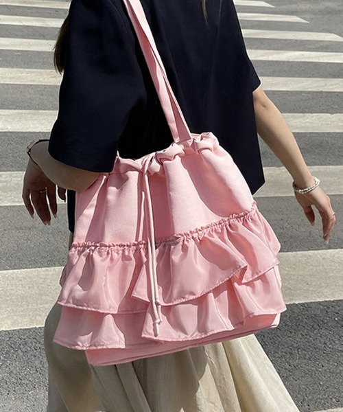 Doux Belle（ドゥーベル）の「フリルデザインショルダーバッグ（ショルダーバッグ・レディース・オフホワイト/ブラック/ピンク/グリーン・FREE）」の16枚目の写真