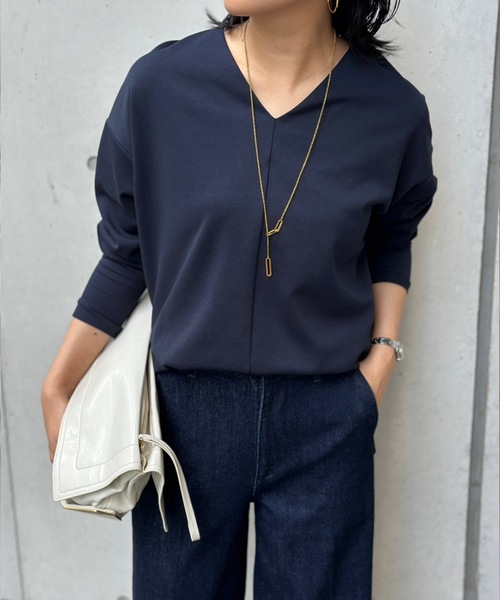 衿付きダンボールレイヤードプルオーバーカットソー ライトダンボール抜き衿プルオーバー（Tシャツ/カットソー