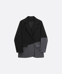 U:UME（ユーム）の「Asymmetry Bi Color Jacket（テーラードジャケット）」
