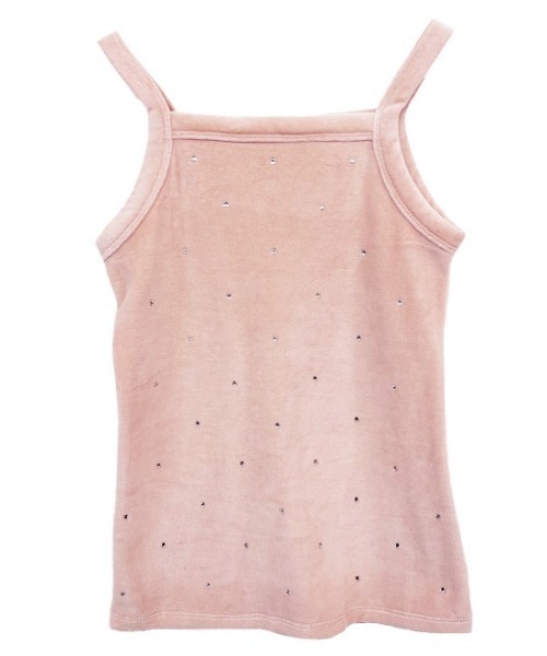 HONEY MI HONEY(ハニーミーハニー)の「velor rhonestone tank top(タンクトップ・レディース・ホワイト/ピンク・FREE)」の1枚目の写真