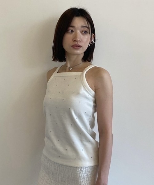 HONEY MI HONEY(ハニーミーハニー)の「velor rhonestone tank top(タンクトップ・レディース・ホワイト/ピンク・FREE)」の17枚目の写真